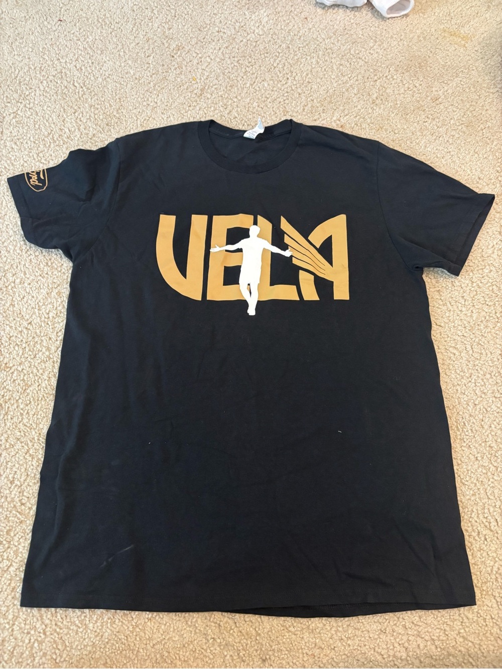 Jerzees Black Short-Sleeve Tee with Gold and White Graphic